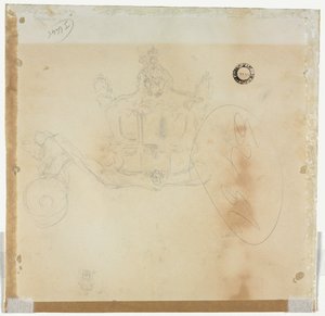 Estudo para Cabine e Roda Dianteira Esquerda do Ônibus e Estudo para Cabeça da Figura Coroada .... de Edward Tennyson Reed