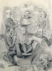 The Bystander 1000º Número, com Lord Cave (1856-1928) Stanley Baldwin (1867-1947) Lord Salisbury (1861-1947) Herbert Asquith (1852-1928) e Winston Churchill (1874-1965) de Edward Tennyson Reed