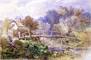 Em Tapsy Brook, Herefordshire (aguarela) de Edward Turner