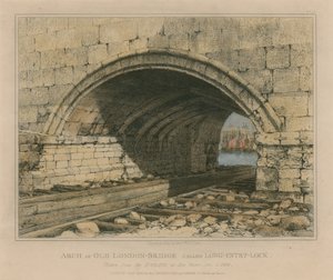 Arco da antiga ponte de Londres chamado Long Entry Lock de Edward William Cooke