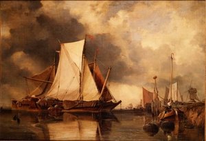 Barcos de Pesca Encalhados no Escalda de Edward William Cooke
