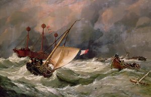 Manhã depois de um vendaval pesado (óleo sobre tela) de Edward William Cooke