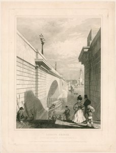 New London Bridge do patamar superior dos degraus perto de Tooley Street de Edward William Cooke