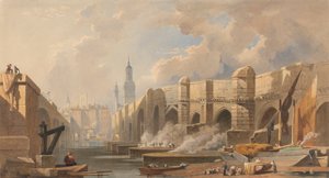 Velha e Nova Ponte de Londres de Edward William Cooke