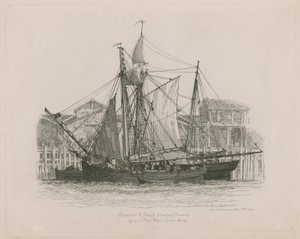 Schooner und Smack deitado no cais Fresh de Edward William Cooke