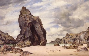 Steeple Rock, Kynance Cove, Lagarto, Cornualha, Água Baixa, 1873
