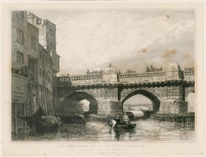 O fim de Southwark da ponte velha de Londres de Edward William Cooke