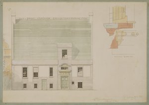 Front Elevation of House para JAM Whistler Esq, Tite Street, Chelsea, 1877 (caneta e tinta no papel) (ver também 176476)