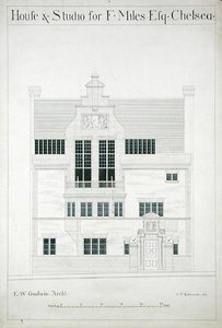 Casa e estúdio para F. Miles Esq, Chelsea, gravado por CP Edwards (ver também 176482-485) de Edward William after Godwin