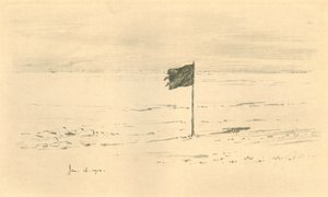 Acampamento da Bandeira Negra. - Bandeira negra de Amundsens a poucas milhas do pólo sul, 1912, 1913