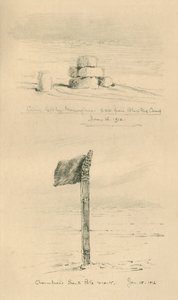 Monte de pedras deixado pelos noruegueses e marca do pólo sul de Amundsens, janeiro de 1912, 1913. de Charles Edward Wilson