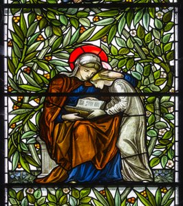 Monkton freira, St Mary, Morris Marshall e Faulkner & Co, William Morris, Edward Burne-Jones, Maria & Jesus leitura, 1873