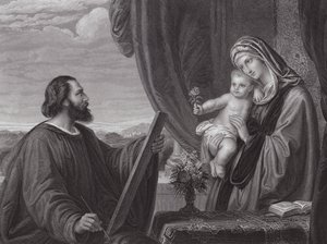 São Lucas e a Virgem (gravura) de Edward von Steinle