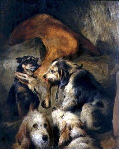 Morte de um veado (óleo a bordo) de Edwin (attr. to) Landseer