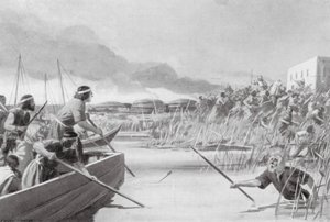 Conquista das terras do mar pelos Kassitas (litografia) de Edwin A. Morrow