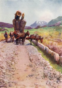 Na Córsega: Mulas a desenhar madeira (cor litho)