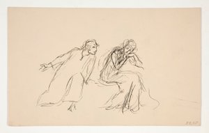 Angelo e Isabella (estudo para .1104) - Acto II, Cena IV, Medida para Medida de Edwin Austin Abbey