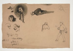 Estudos de figuras variadas (reto e verso) de Edwin Austin Abbey