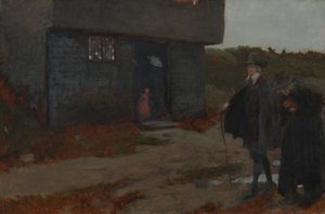 At the Cottage Door (cena da Nova Inglaterra do século XVII) de Edwin Austin Abbey