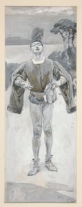 Autolycus, ilustração para Ballads e Ballad Music Illustrating Shakespeare de Edwin Austin Abbey