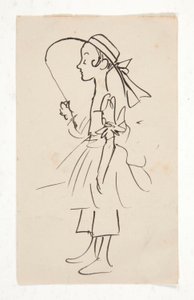 Desenho animado de uma jovem rapariga de Edwin Austin Abbey