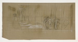 Estudo de composição para The Departure, de The Quest of the Holy Grail (uma série de quinze quadros para a Biblioteca Pública de Boston, concluída em 1901) de Edwin Austin Abbey