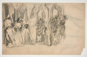 Estudo de composição para a série mural The Quest of the Holy Grail na Biblioteca Pública de Boston de Edwin Austin Abbey