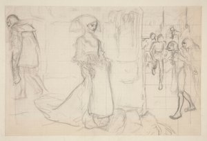 Estudo de composição para a pintura Fausto e Margarida de Edwin Austin Abbey