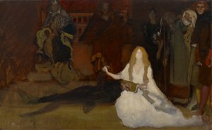 Estudo Composicional, para The Play Scene in Hamlet, Act III, Scene II de Edwin Austin Abbey