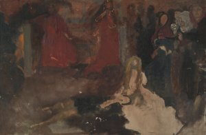 Estudo Composicional, para The Play Scene in Hamlet, Act III, Scene II de Edwin Austin Abbey