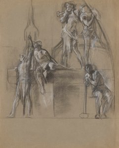 Estudo composicional para figuras de mineiros no de Edwin Austin Abbey
