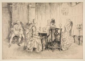 Cena de jantar - ilustração para Austin Dobson de Edwin Austin Abbey