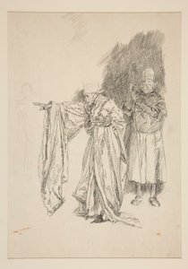 Estudo precoce para o Rei - Acto II, Cena III, Todos de Edwin Austin Abbey