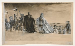 Entra Teseu, ilustração para Ato I, Cena I, Noite de Verão de Edwin Austin Abbey