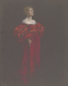 Figura feminina em azul e rosa. de Edwin Austin Abbey