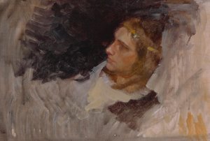 Estudo da Figura de Hamlet, para A Cena da Peça, Hamlet, Ato III, Cena II de Edwin Austin Abbey