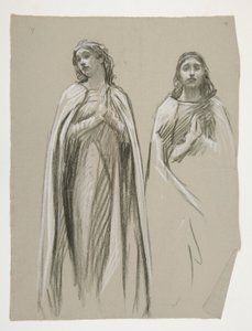 Estudos de figuras para The Golden Tree (?), de The Quest of the Holy Grail (uma série de quinze pinturas para a Biblioteca Pública de Boston, concluída em 1901) de Edwin Austin Abbey