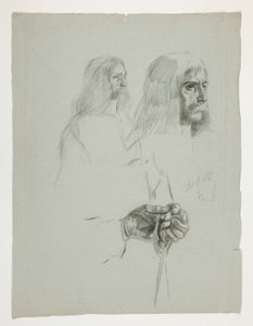 Estudos de figuras para um dos murais de The Quest of the Holy Grail (uma série de quinze pinturas para a Biblioteca Pública de Boston, concluída em 1901) de Edwin Austin Abbey