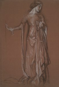 Estudo de figura. Carvão e giz sobre papel vermelho. de Edwin Austin Abbey