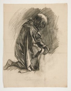 Estudo figurativo para Sir Lancelot e Sir Bors vestem Galahad com as suas esporas, de The Quest of the Holy Grail (segundo de uma série de quinze quadros para a Biblioteca Pública de Boston, concluída em 1901)