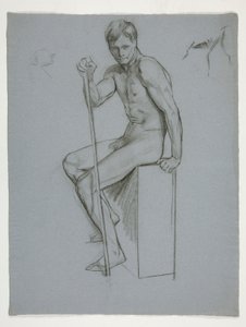 Estudo de figura para The Spirit of Vulcan, Genius of the Workers in Iron and Steel, capitol rotunda, Harrisburg, Pensilvânia de Edwin Austin Abbey