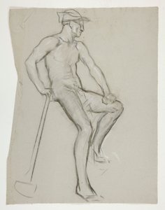 Estudo de figura para O Espírito de Vulcano, Génio dos Trabalhadores em Ferro e Aço, capitol rotunda, Harrisburg, Pennsylvania de Edwin Austin Abbey