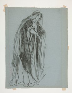 Estudo figurativo para o Castelo das Servas(?), de The Quest of the Holy Grail (uma série de quinze quadros para a Biblioteca Pública de Boston, concluída em 1901) de Edwin Austin Abbey