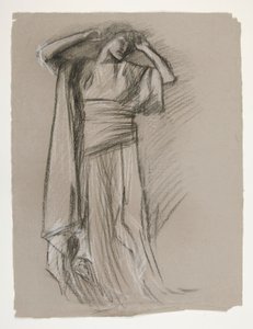 Estudo de figura para o Castelo das Donzelas (?), de The Quest of the Holy Grail (uma série de 15 pinturas para a Biblioteca Pública de Boston, concluída em 1901) de Edwin Austin Abbey