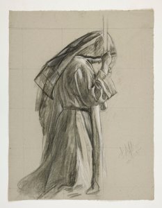 Estudo de figura para o Cavaleiro de Sir Galahad, de The Quest of the Holy Grail (uma série de quinze pinturas para a Biblioteca Pública de Boston, concluída em 1901) de Edwin Austin Abbey