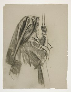 Estudo figurativo para o Cavaleiro de Sir Galahad, de The Quest of the Holy Grail (uma série de 15 quadros para a Biblioteca Pública de Boston, concluída em 1901) de Edwin Austin Abbey