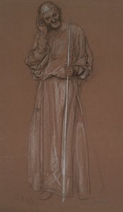 Estudo figurativo, homem velho com pessoal, possivelmente Polonius em de Edwin Austin Abbey