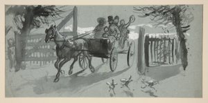 Grupo de pessoas em um carrinho aberto - (ilustração não identificada) de Edwin Austin Abbey