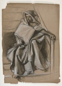 Série Santo Graal. Estudo de figura hoded. de Edwin Austin Abbey