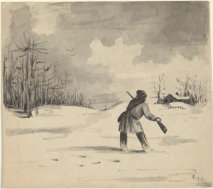 caçador na neve de Edwin Austin Abbey